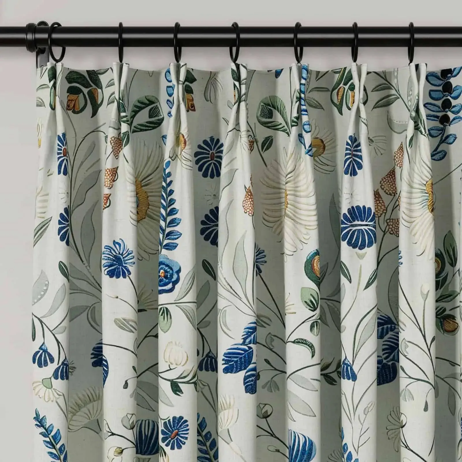 Holly Botanical Serenity Patterned Boho Curtains Pleated