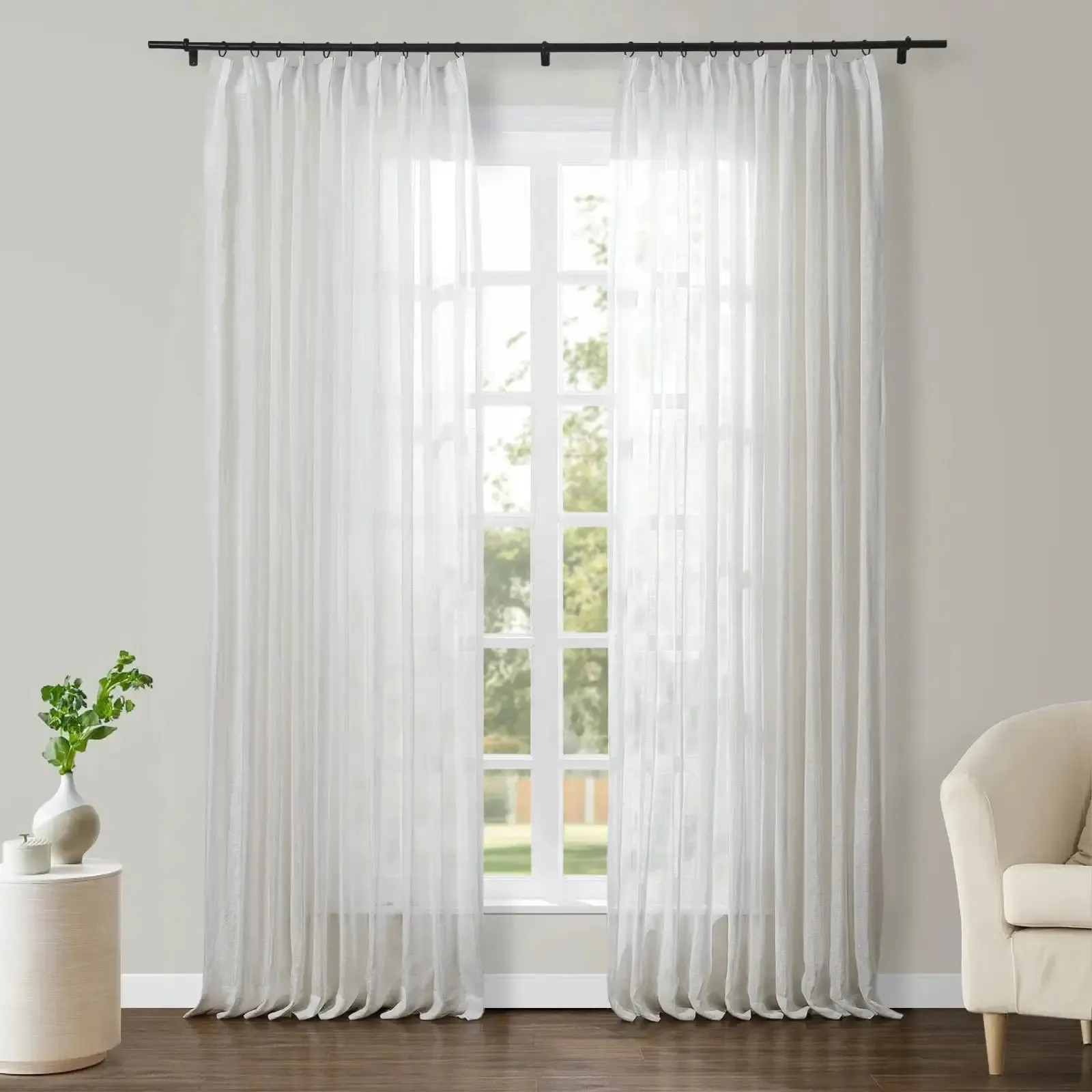 Joy 100% Linen Sheer Curtain Pleated