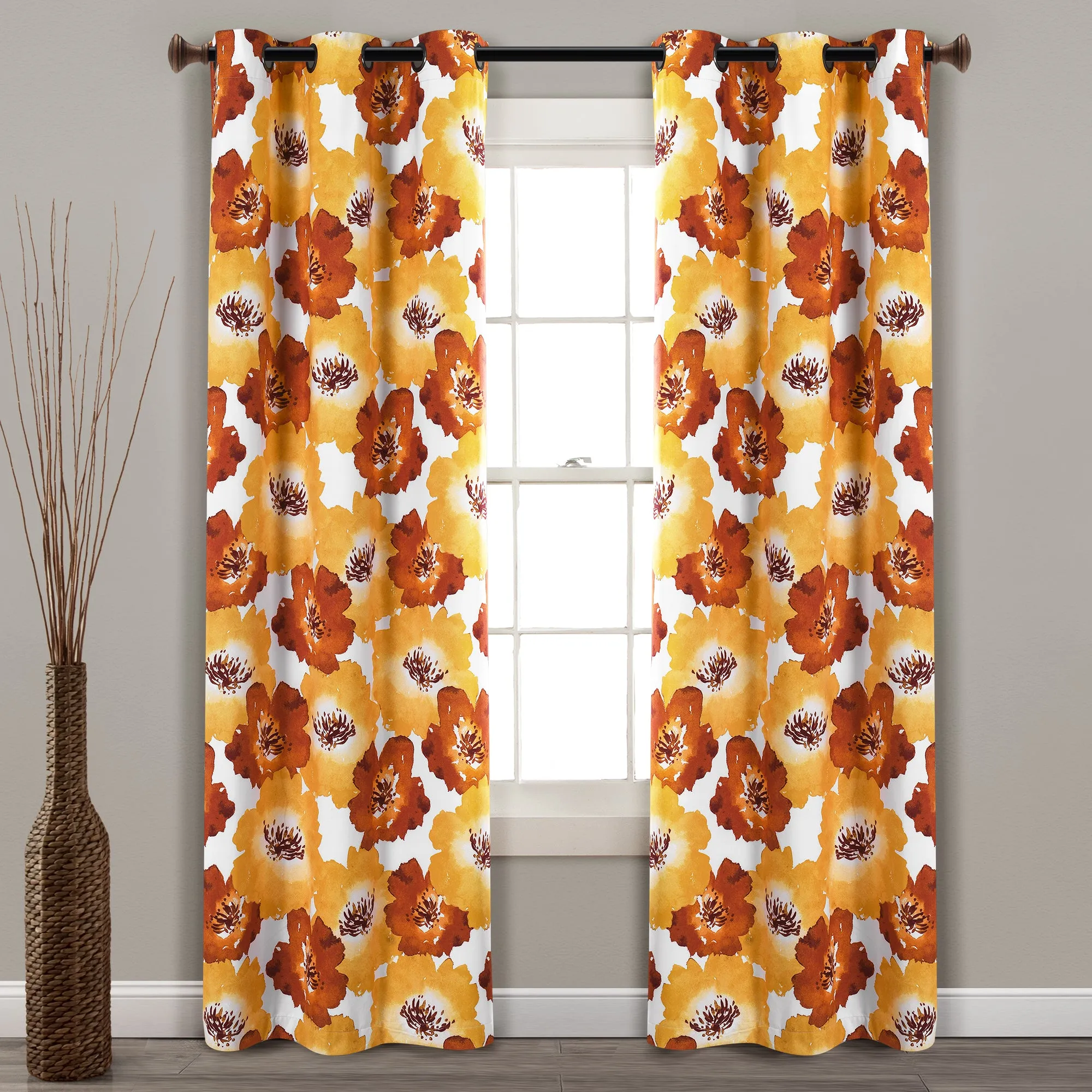 Julie Floral Insulated Grommet Blackout Window Curtain Panels
