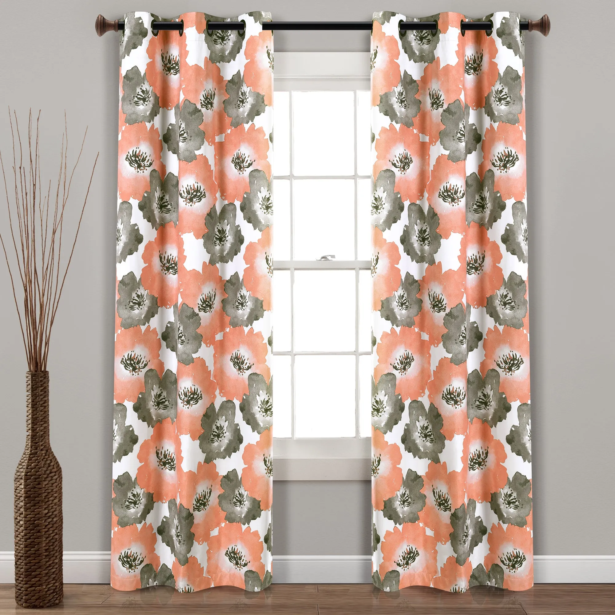 Julie Floral Insulated Grommet Blackout Window Curtain Panels