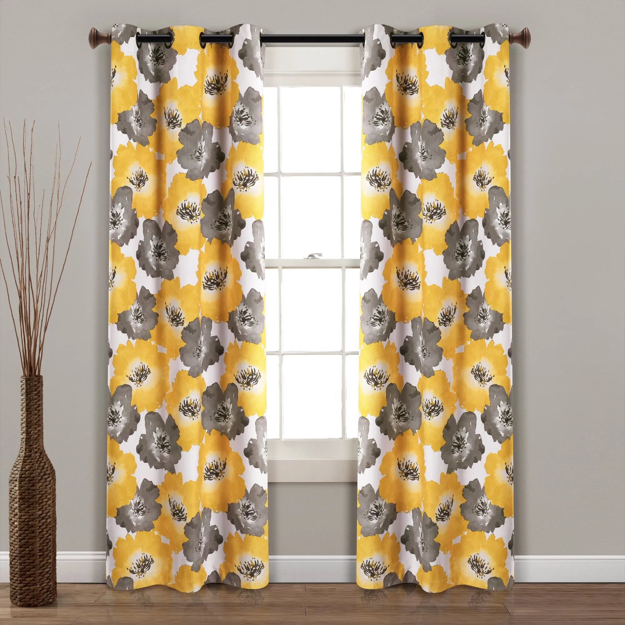 Julie Floral Insulated Grommet Blackout Window Curtain Panels