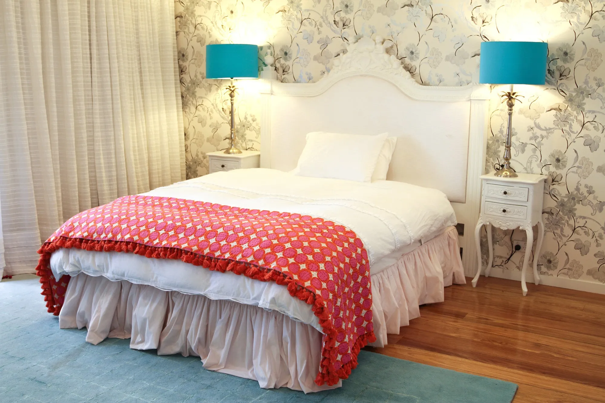 Kantha Spot Quilt in Coral - Double & King