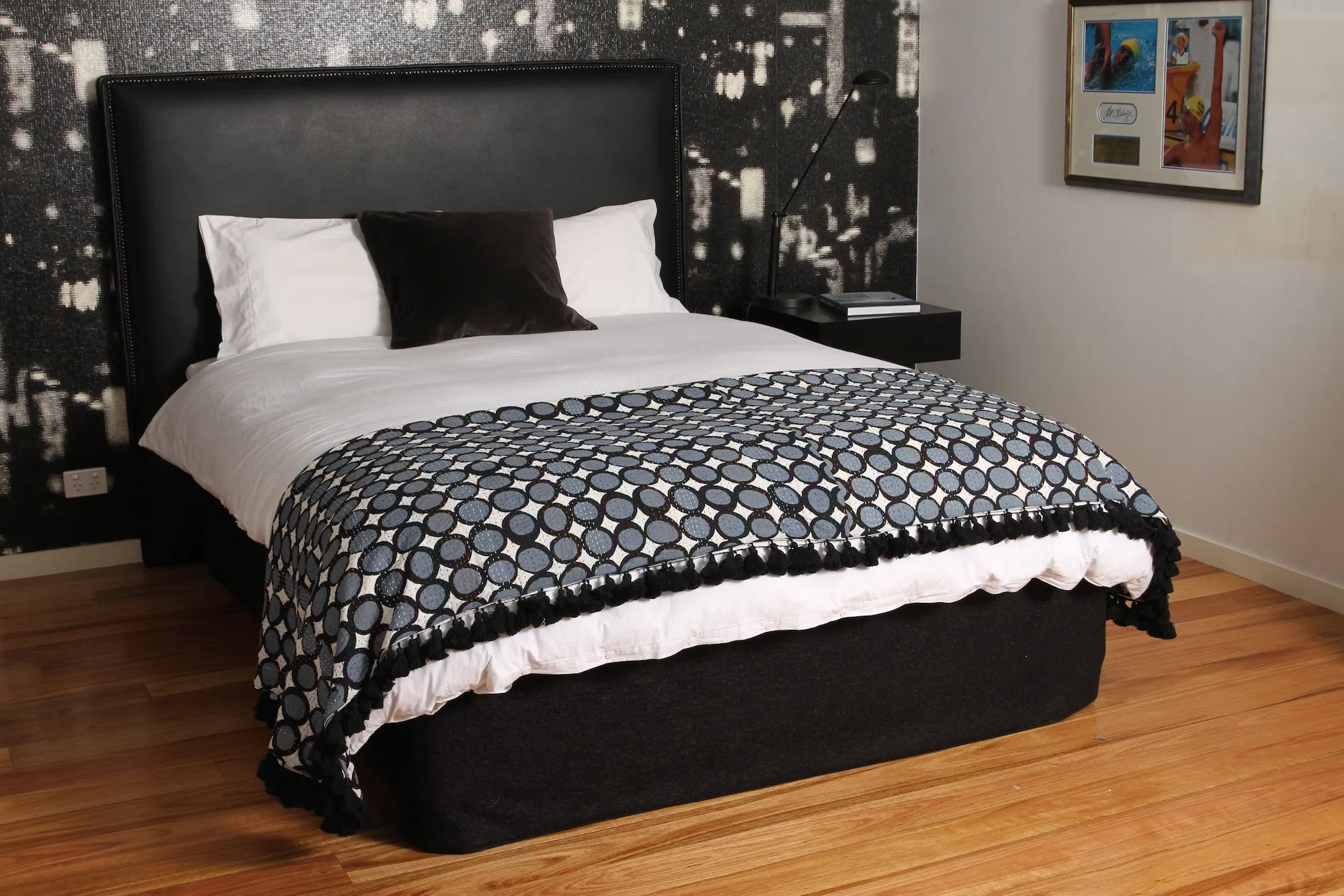 Kantha Spot Quilt in Grey - Double & King