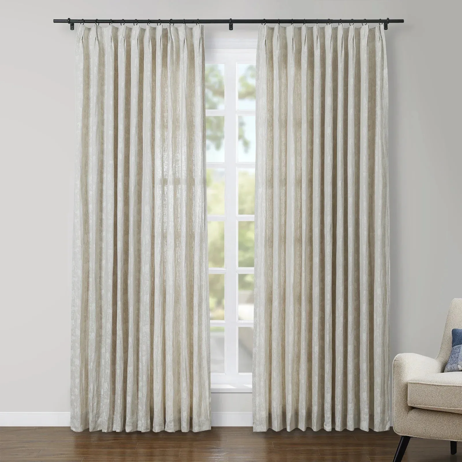 Lance 100% Linen Jacquard Curtain Grommet