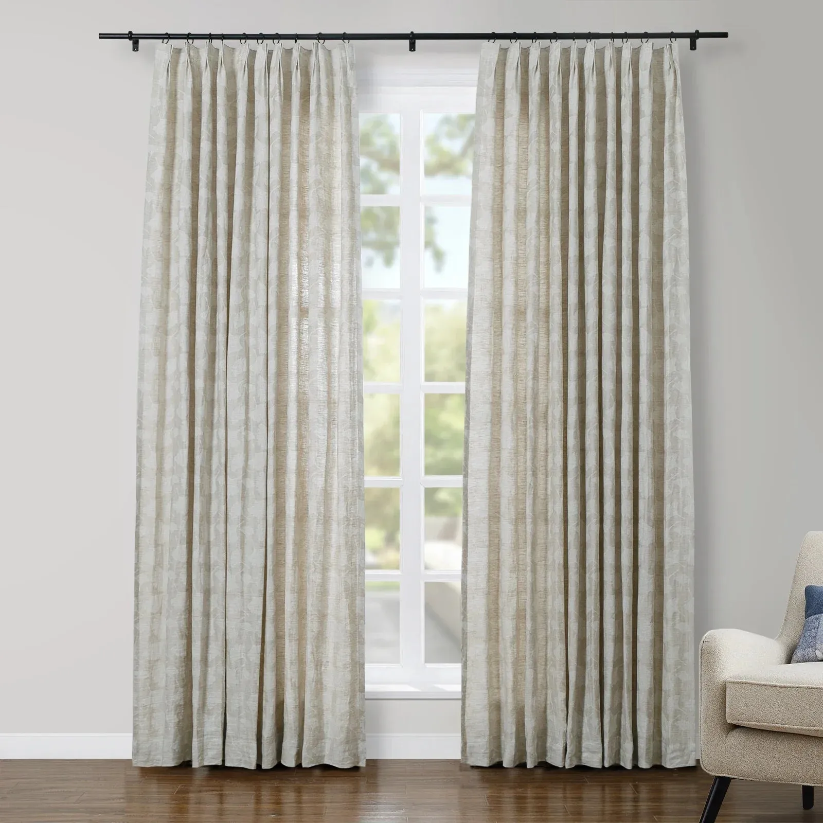 Lance 100% Linen Jacquard Curtain Grommet