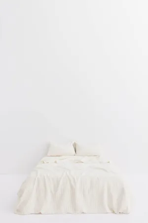 Linen Duvet Cover Tobacco Pinstripe