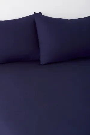 Linen Fitted Sheet and Pillowcase Set in Maritime