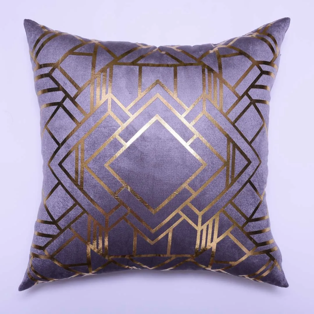 Luxury Foil print Grey Valvet Cushions Cover 16″ x 16″ 1040282