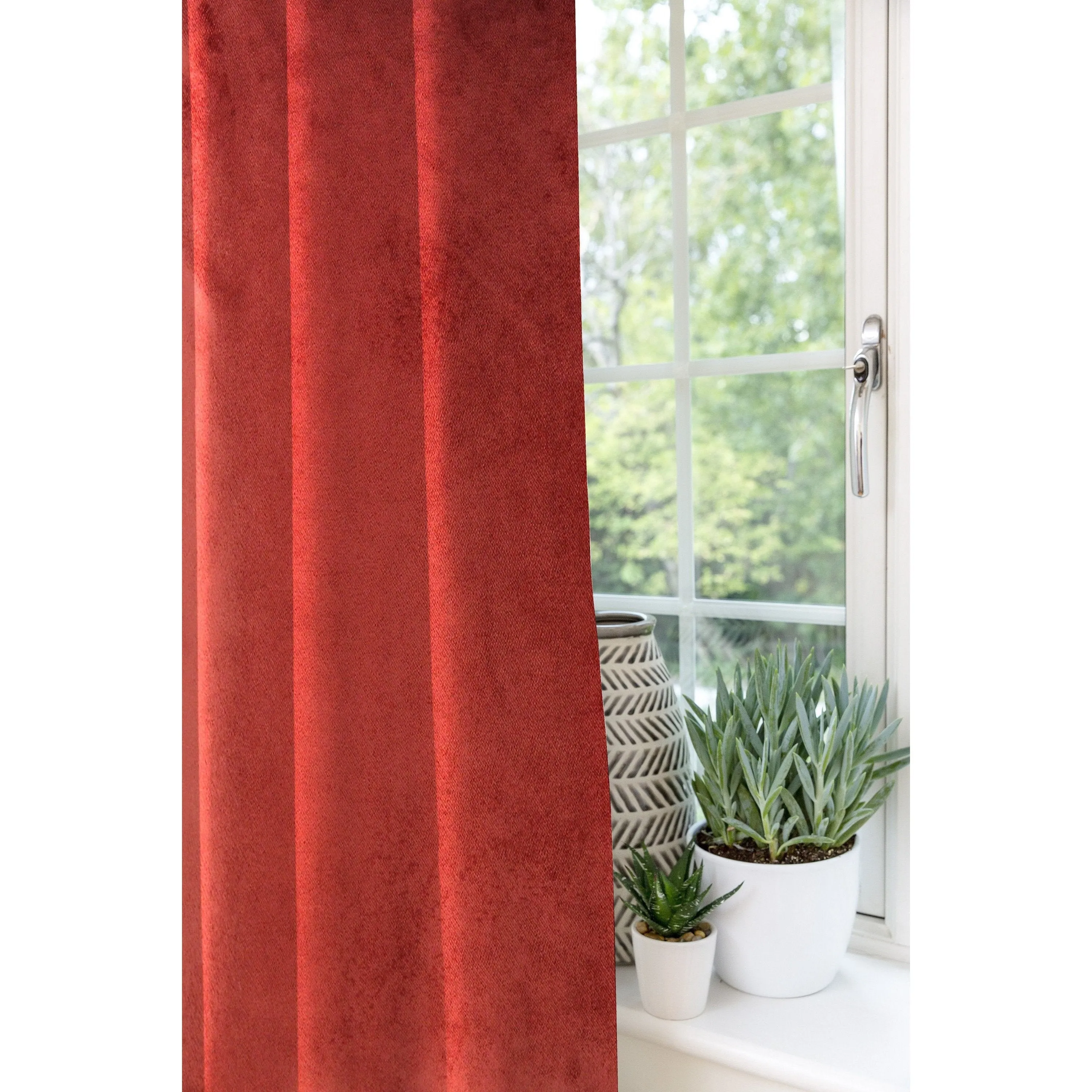Matt Rust Red Orange Velvet Curtains