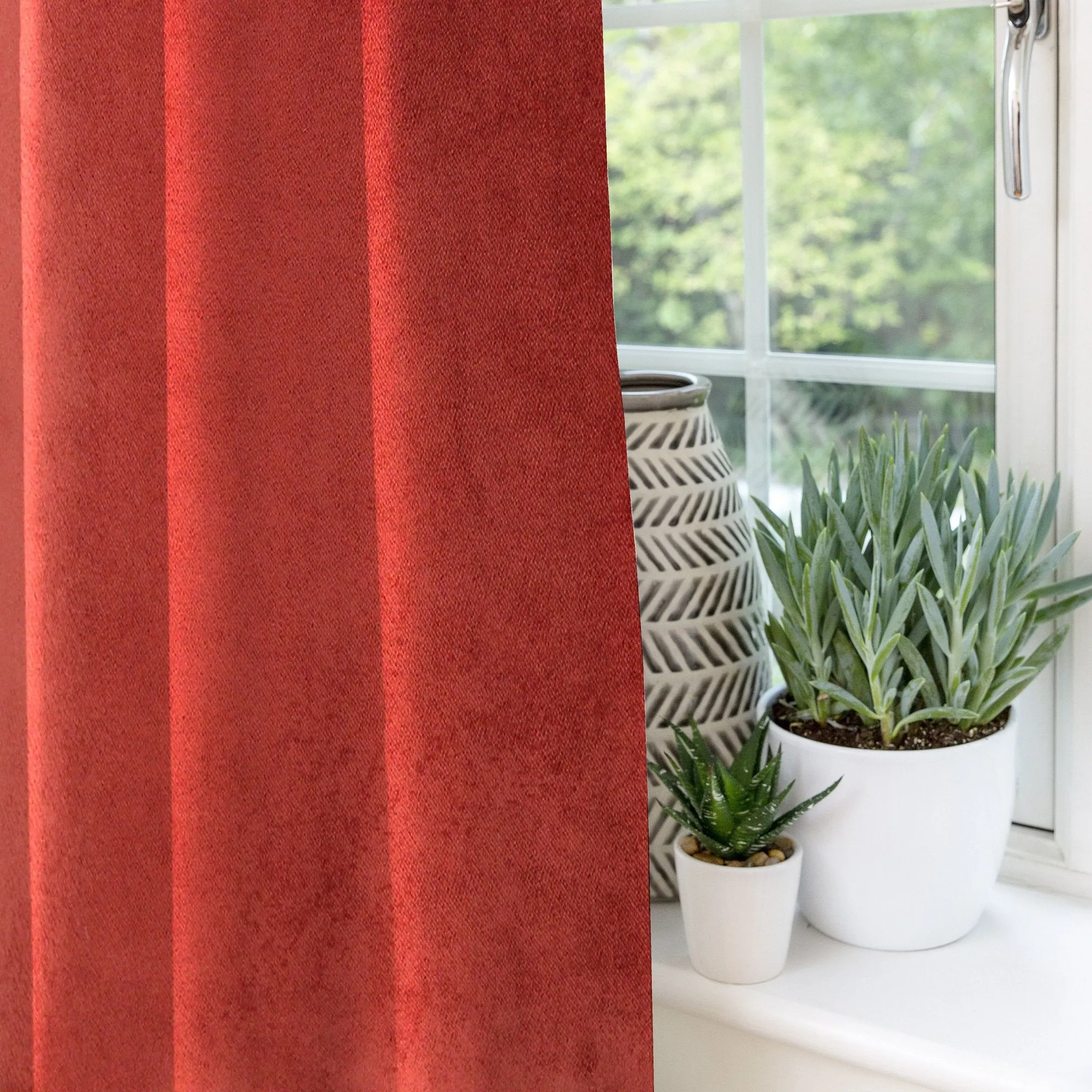 Matt Rust Red Orange Velvet Curtains