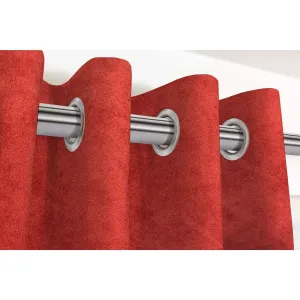 Matt Rust Red Orange Velvet Curtains