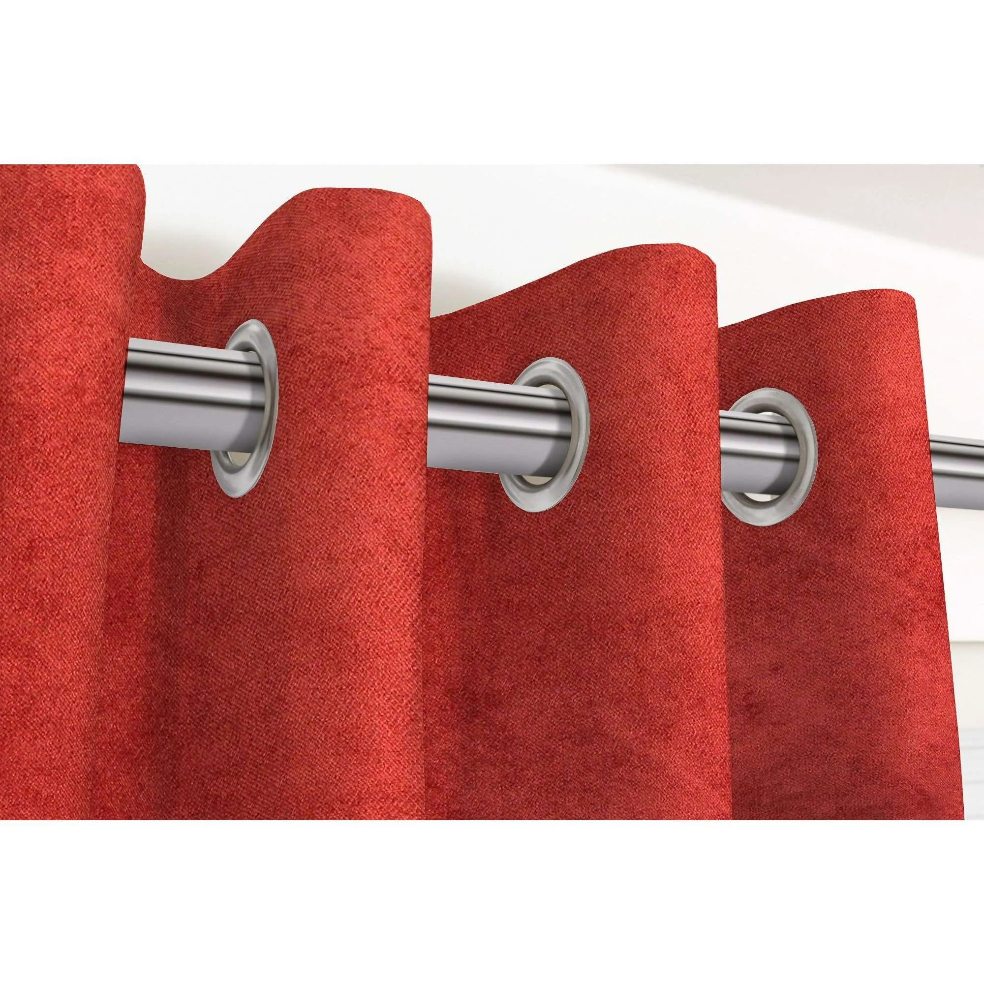 Matt Rust Red Orange Velvet Curtains
