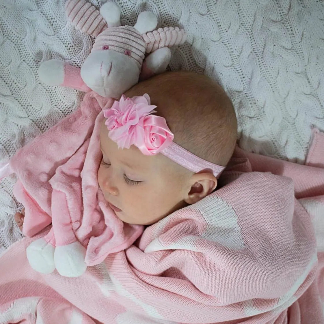 Minky Pink Giraffe Personalised Baby Comforter