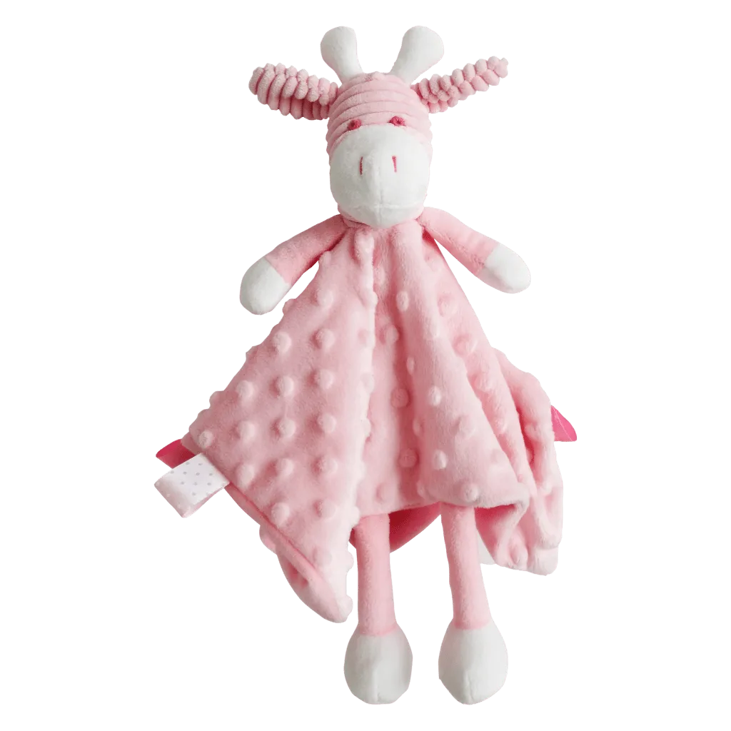Minky Pink Giraffe Personalised Baby Comforter