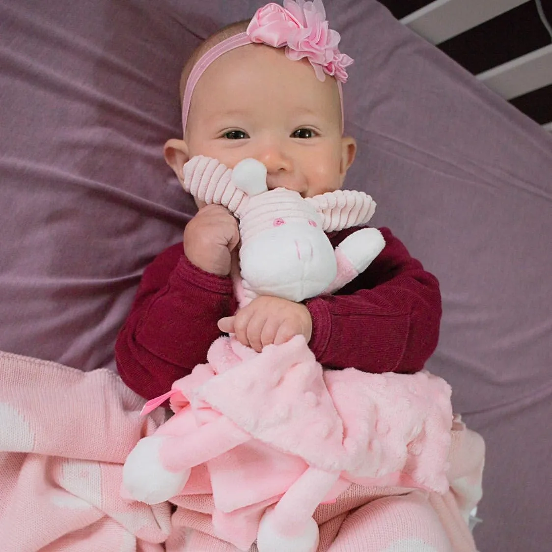 Minky Pink Giraffe Personalised Baby Comforter