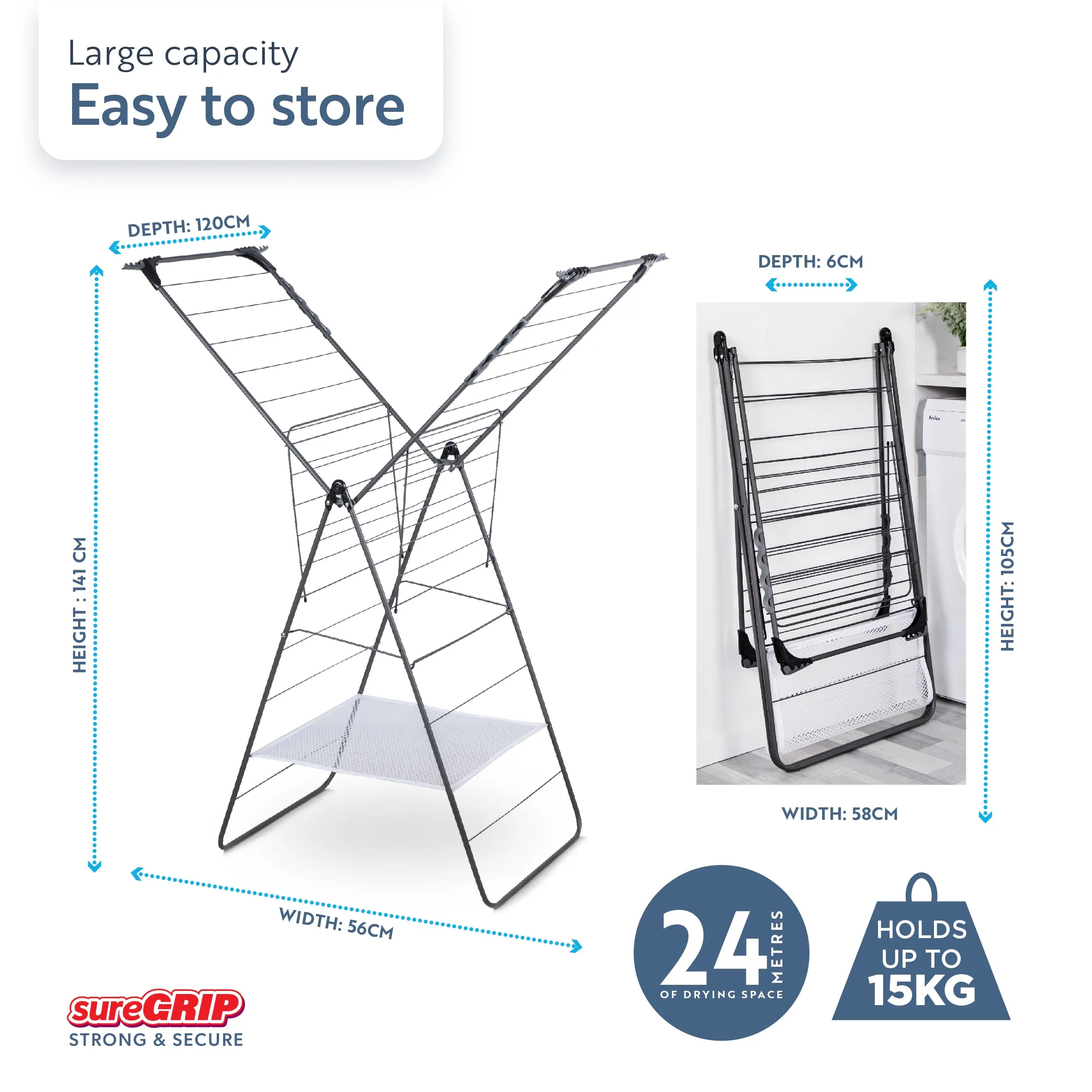 Minky Premium sureGRIP® X-Tra Wing Airer