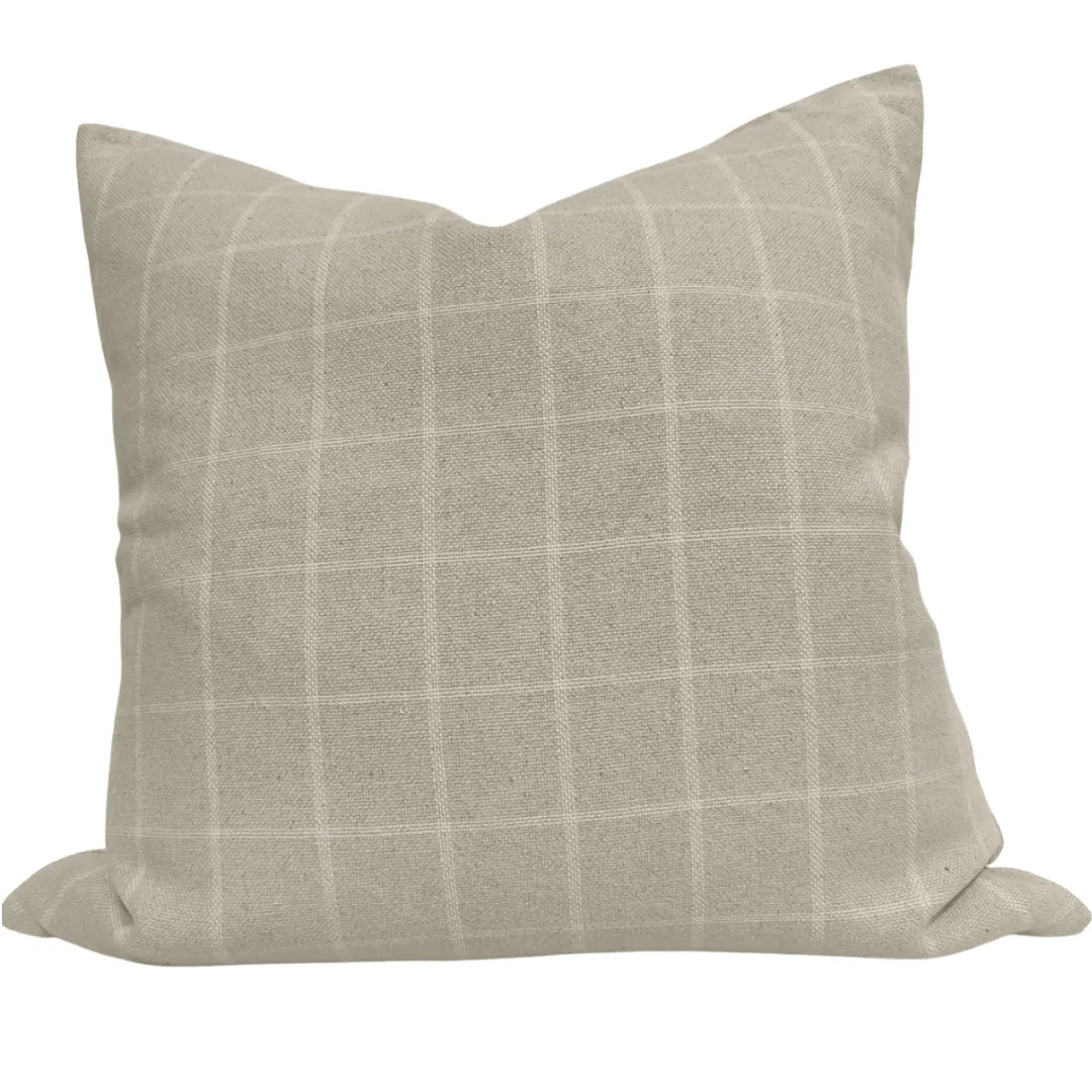 Natural and White Irish Plaid Rustic Linen