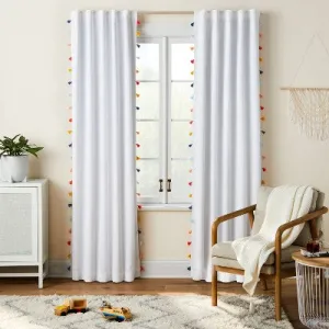 New - 95" Blackout Tassel Kids' Curtain Panel White - Pillowfort