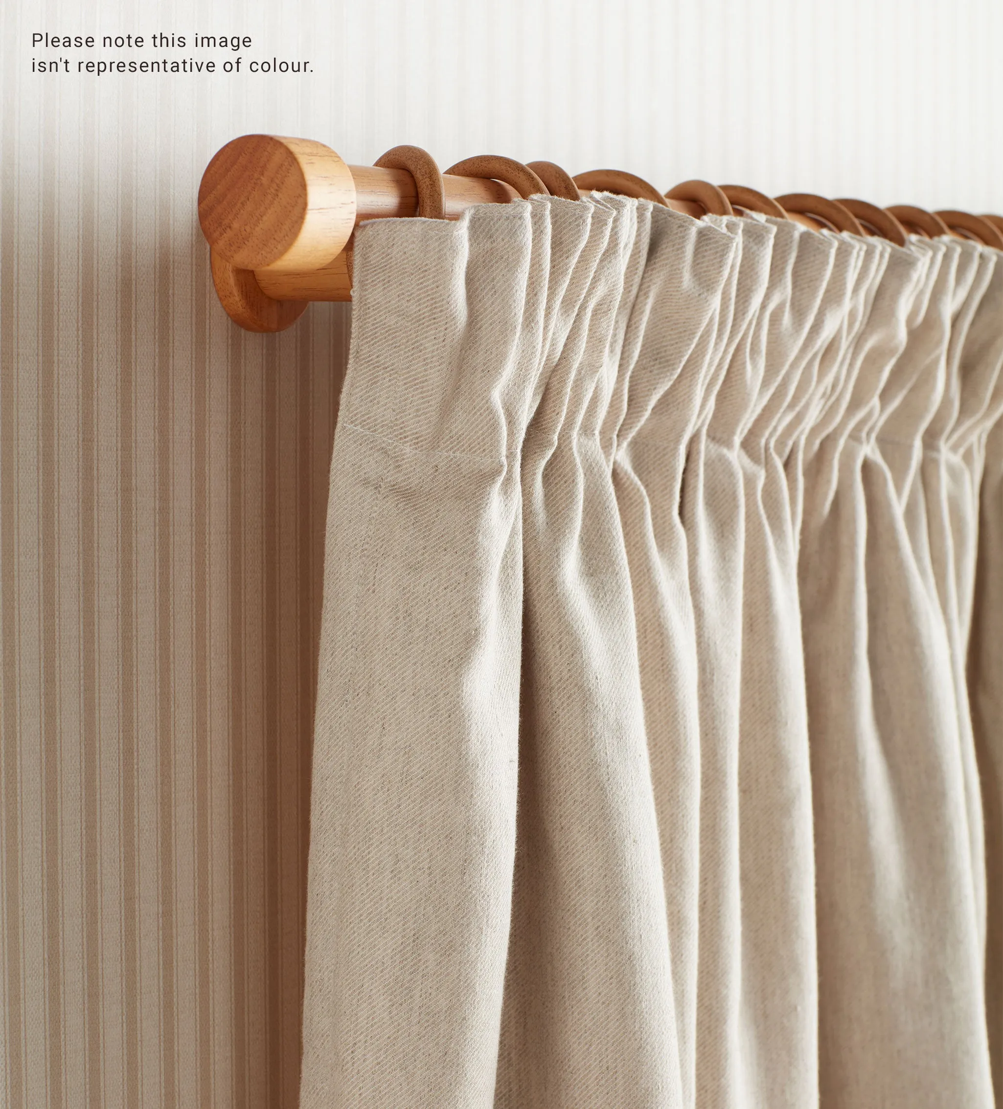 Off White Twill Cotton Linen Blackout Pencil Pleat Curtains (Pair)