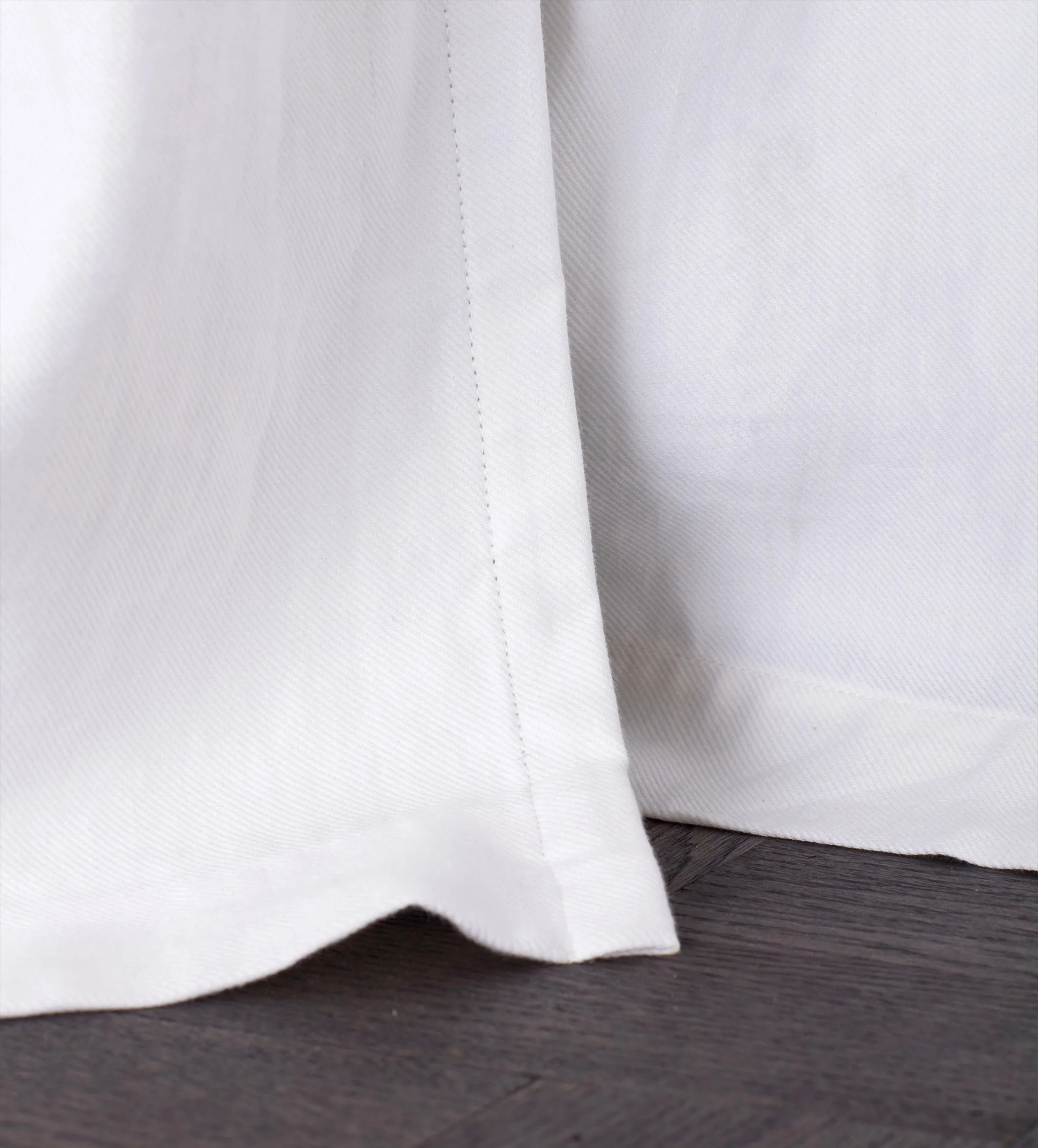 Off White Twill Cotton Linen Blackout Pencil Pleat Curtains (Pair)