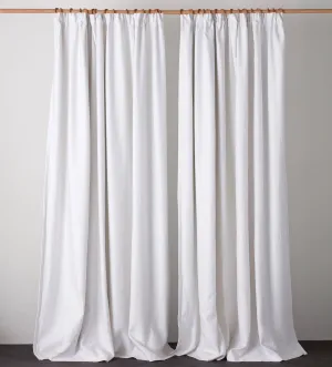 Off White Twill Cotton Linen Blackout Pencil Pleat Curtains (Pair)
