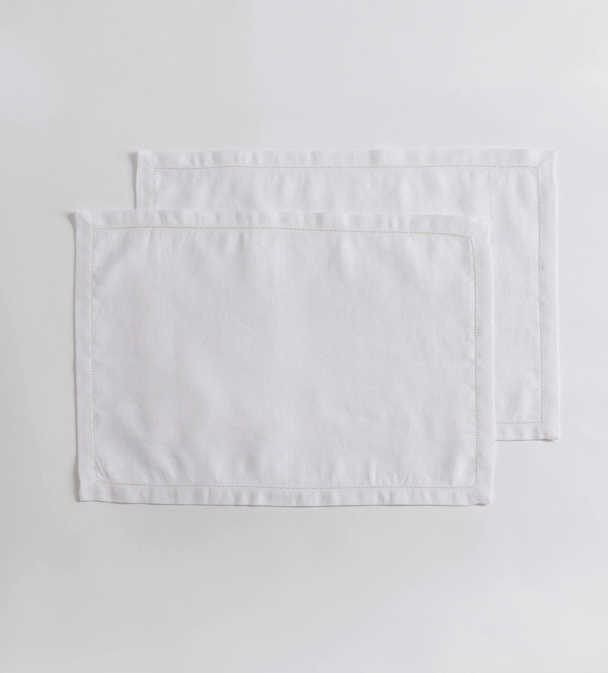 Off White Twill Cotton Linen Placemats - Set of 2