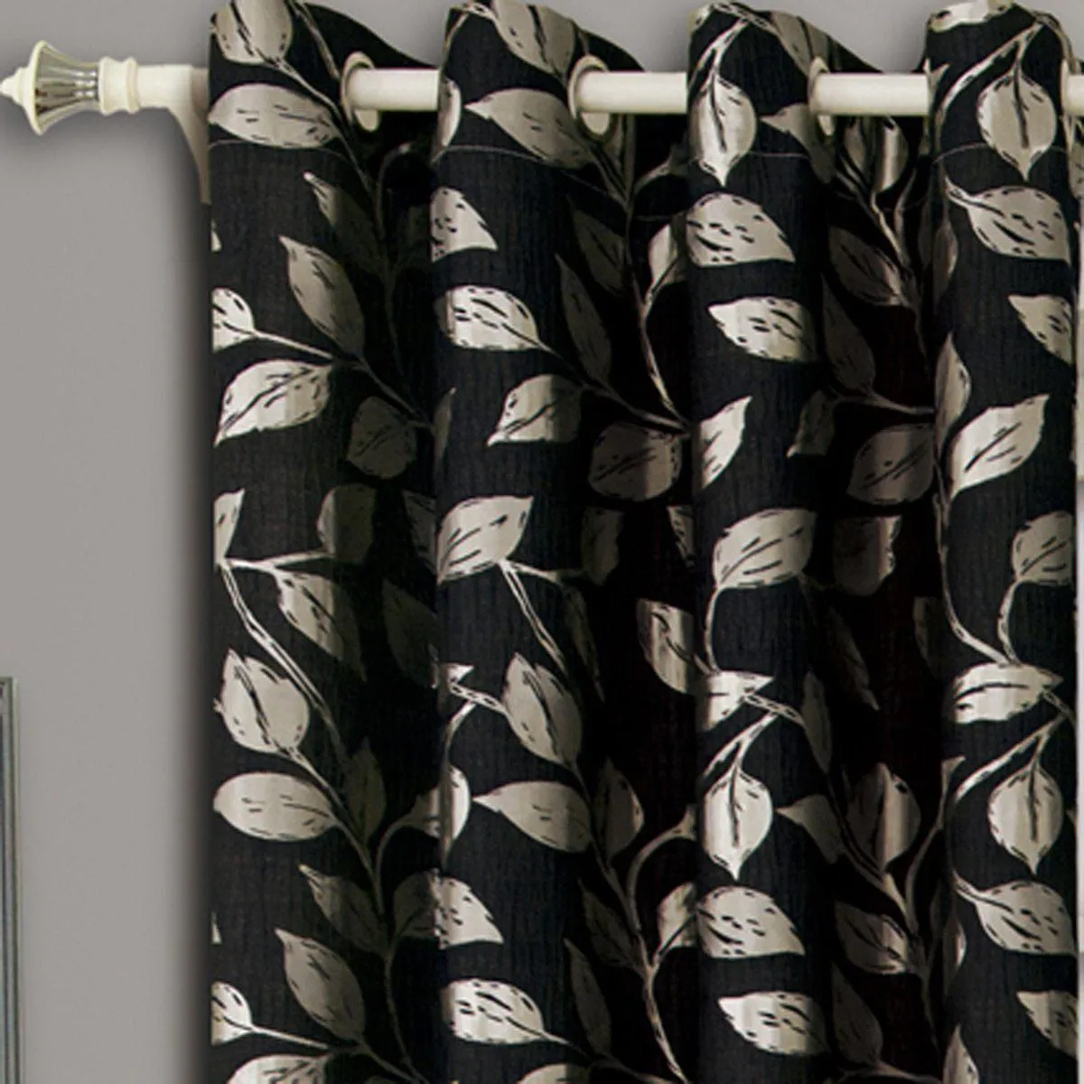 Pair Charlotte Leafy Jacquard Drapes Grommet Window Curtains (Set of 2 Panels)