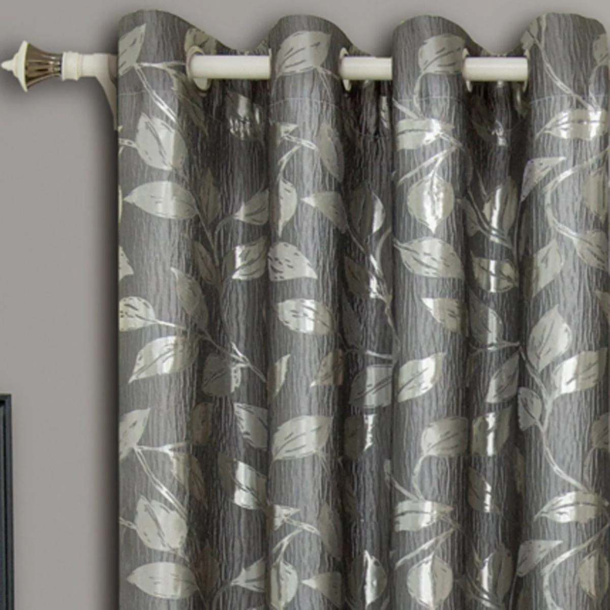 Pair Charlotte Leafy Jacquard Drapes Grommet Window Curtains (Set of 2 Panels)