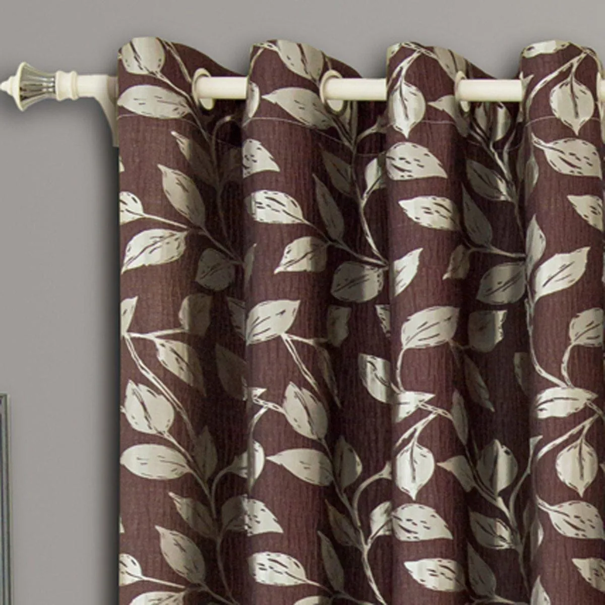 Pair Charlotte Leafy Jacquard Drapes Grommet Window Curtains (Set of 2 Panels)