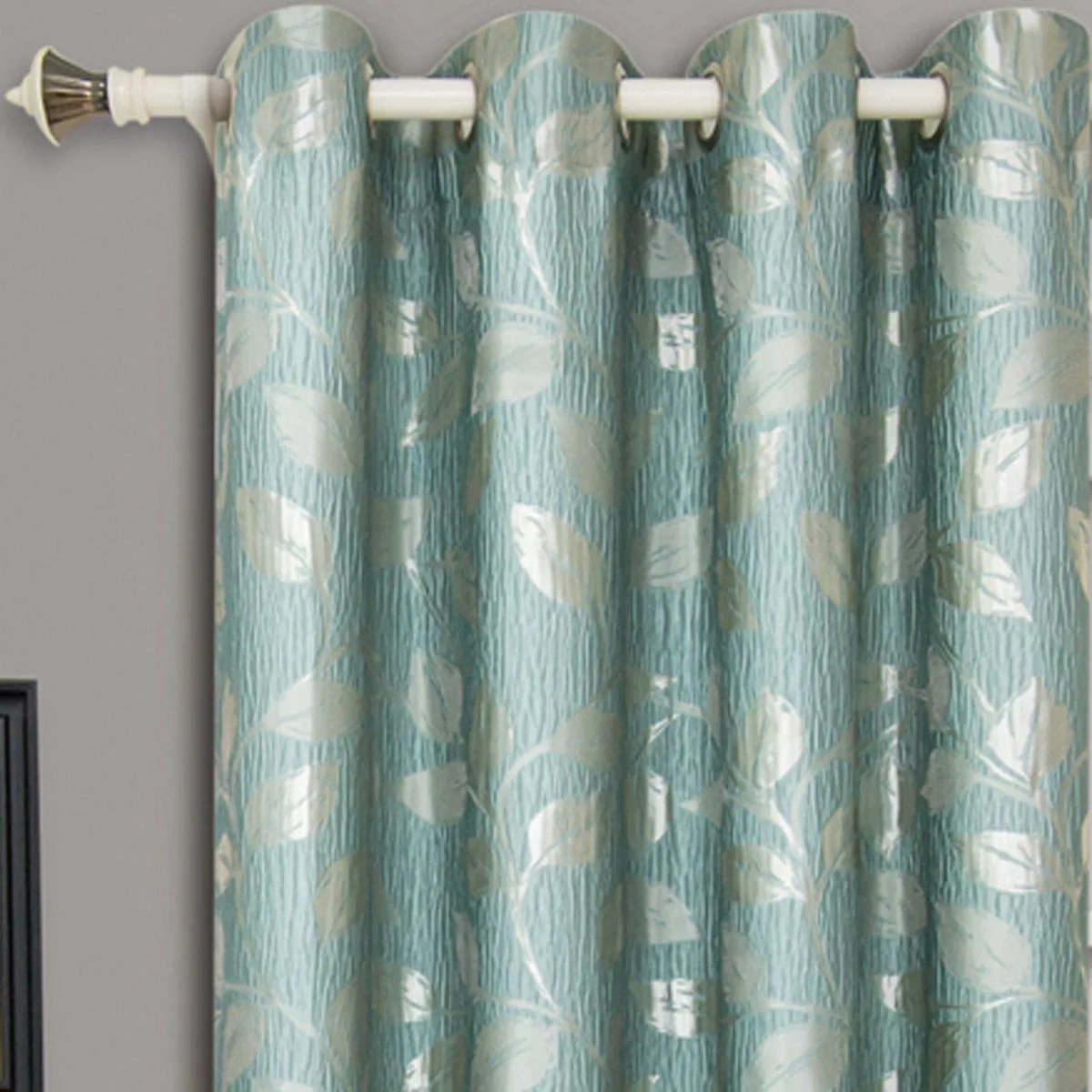Pair Charlotte Leafy Jacquard Drapes Grommet Window Curtains (Set of 2 Panels)