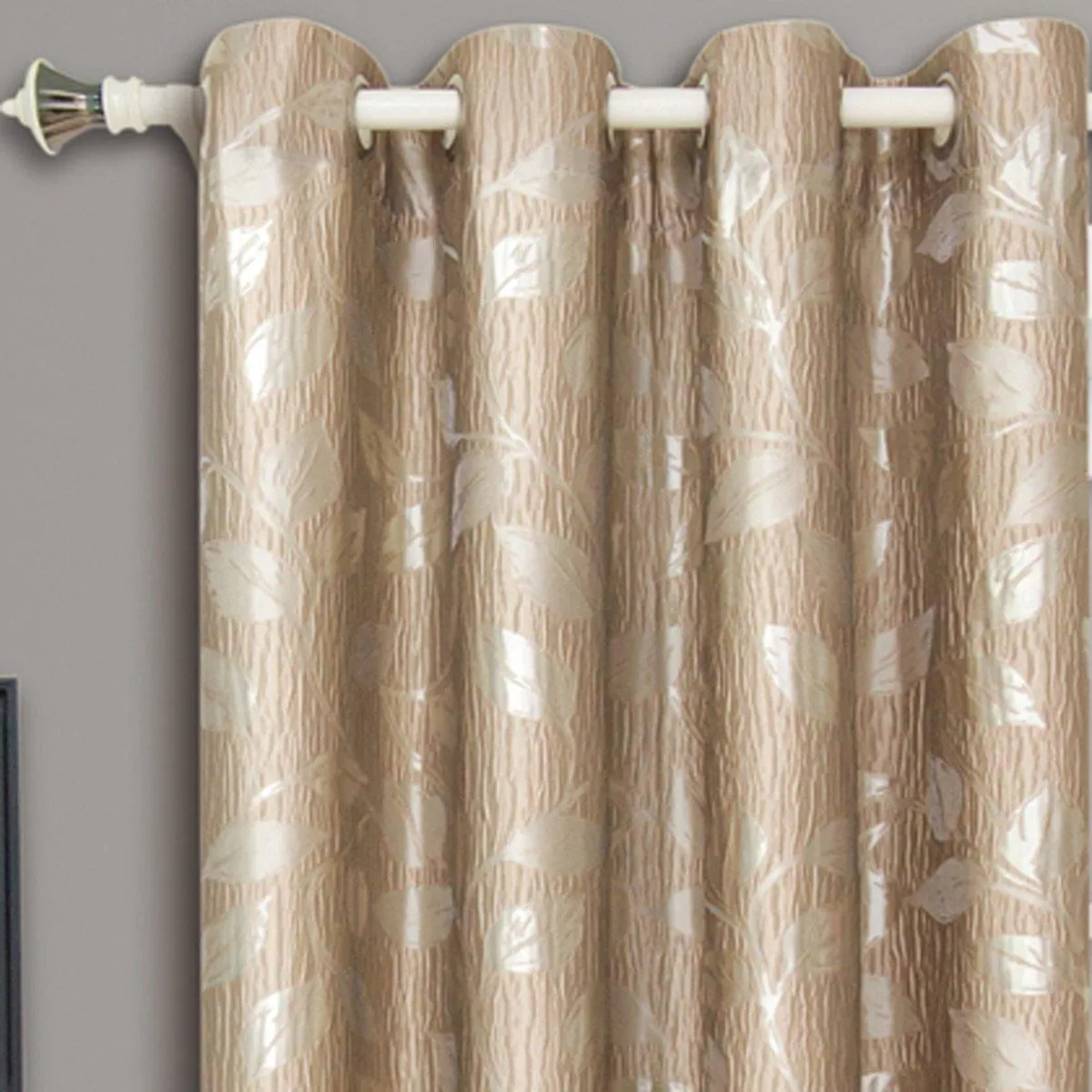 Pair Charlotte Leafy Jacquard Drapes Grommet Window Curtains (Set of 2 Panels)