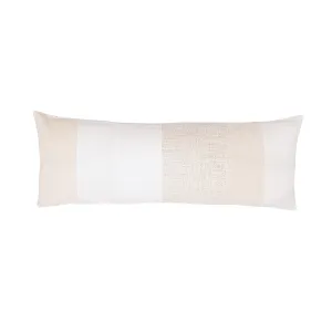 Patchwork Cotton Linen Cushion | White / Natural 80x30cm