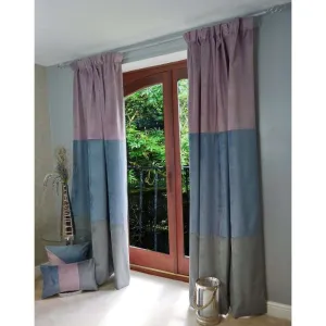Patchwork Velvet Purple, Blue   Grey Curtains