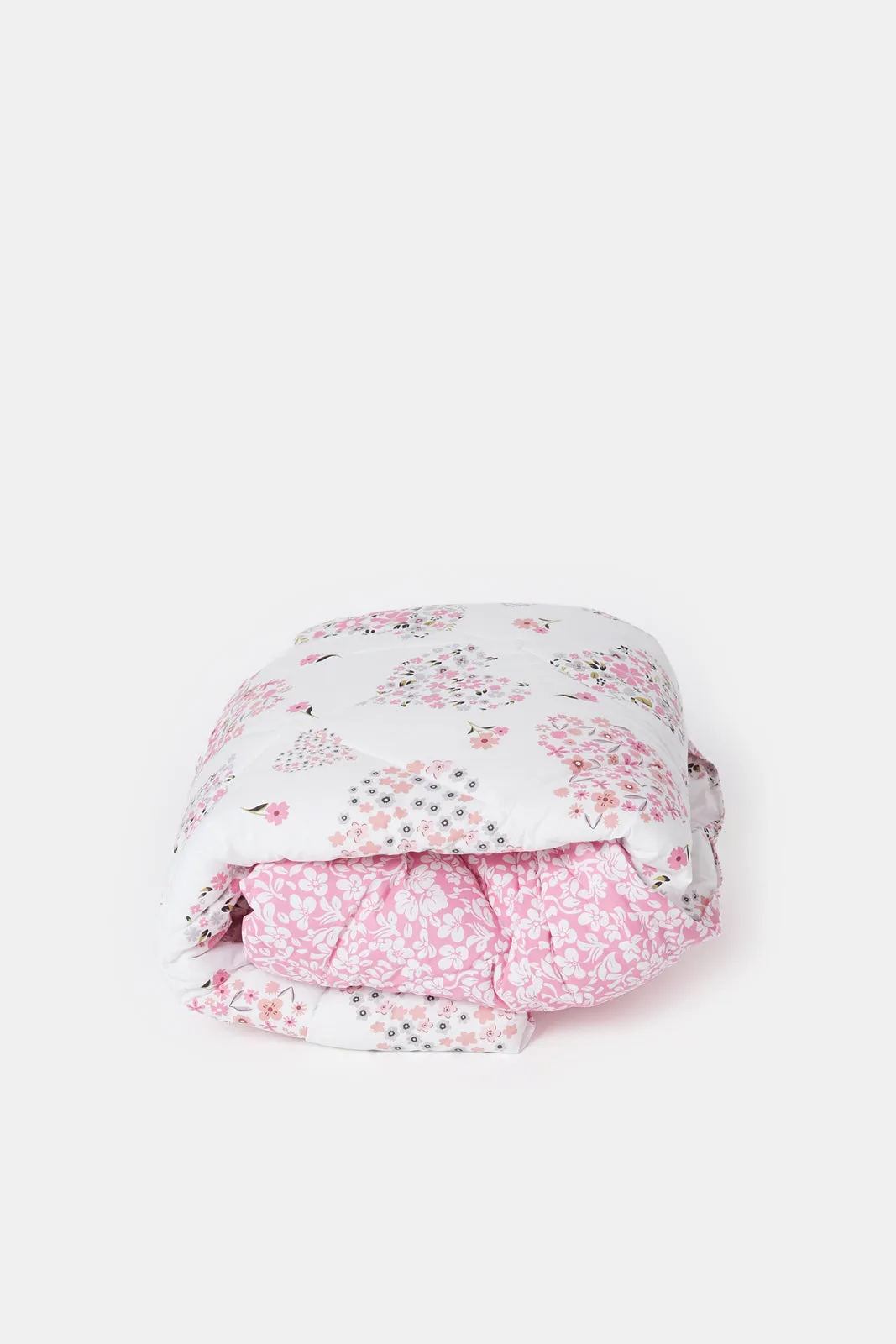 Pink Heart Printed Kids Comforter (Single Size)