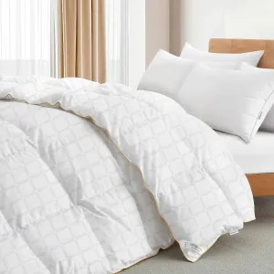 Premium Cotton Jacquard Royal Angler King Duvet White with Grid Pattern 220x240cm