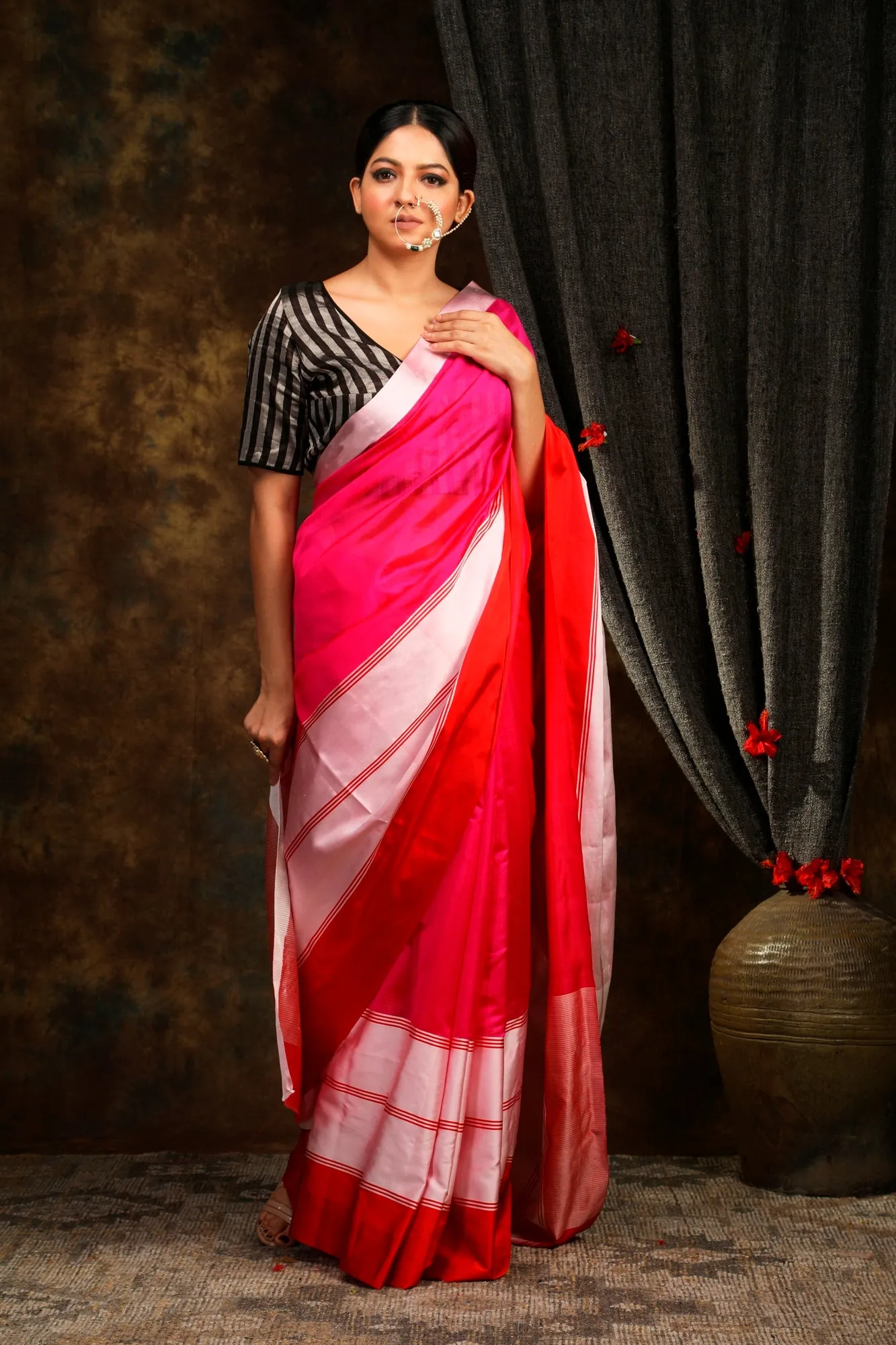 Rani Pink Mushru silk saree