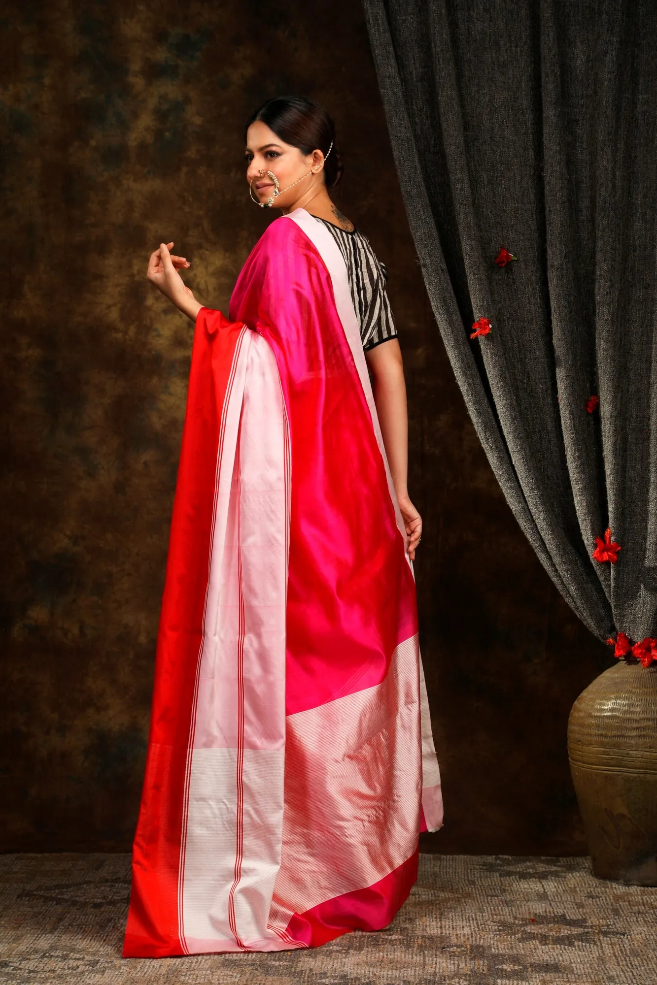 Rani Pink Mushru silk saree