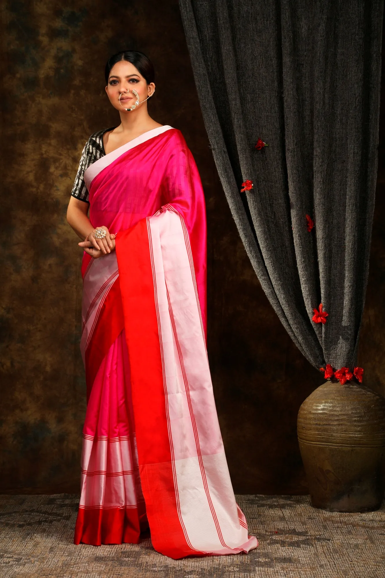 Rani Pink Mushru silk saree