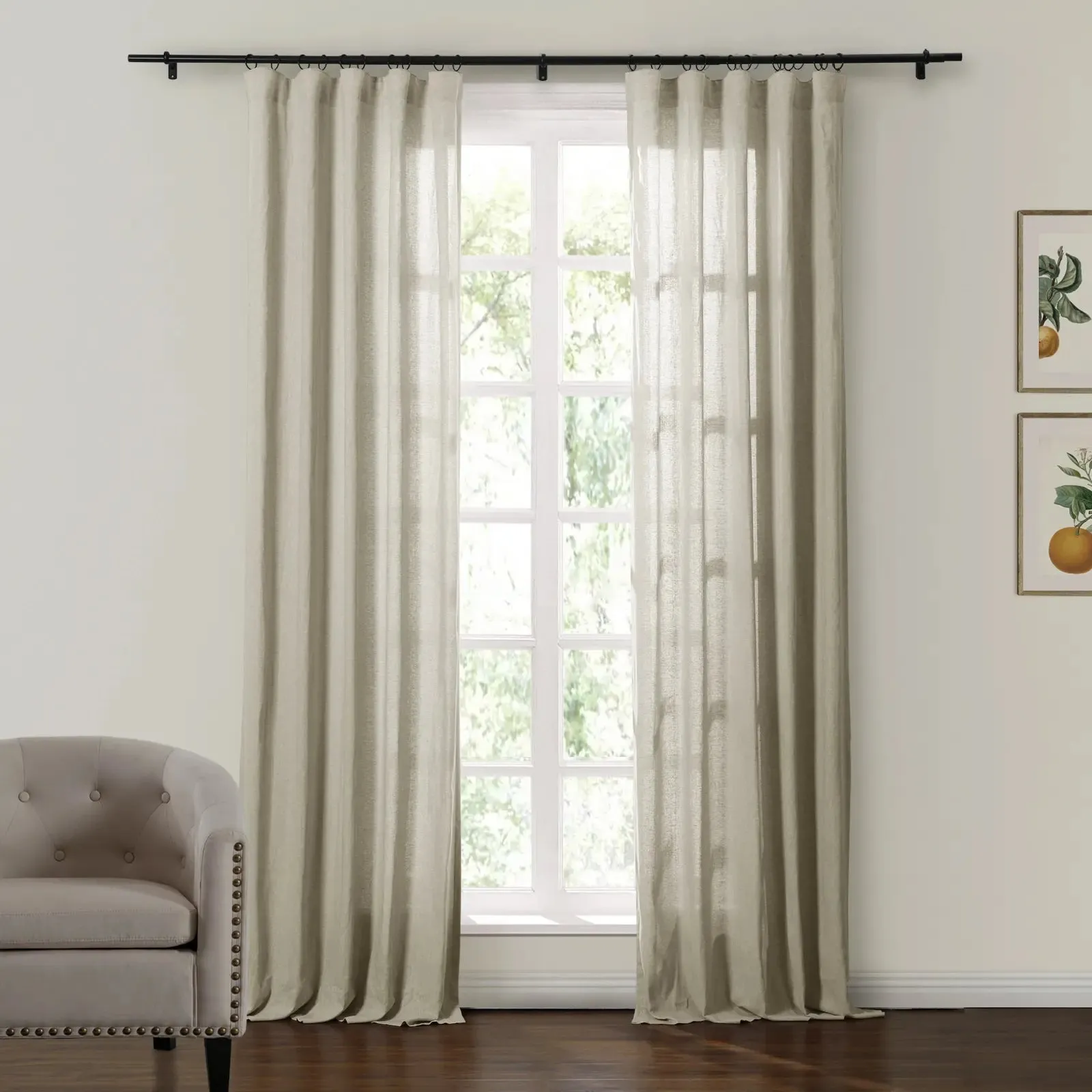 Ron Linen Cotton Herringbone Curtain Soft Top