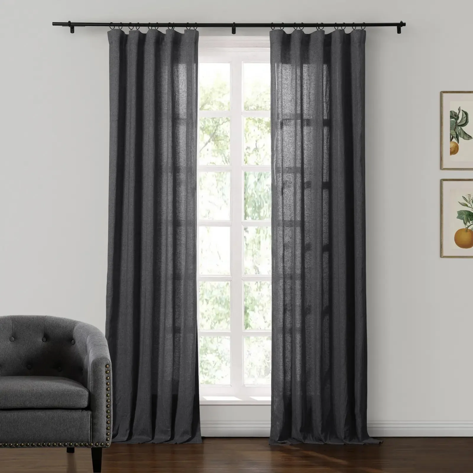 Ron Linen Cotton Herringbone Curtain Soft Top