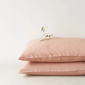 Set of Two Linen Bed Pillow Case in Cafe Creme
