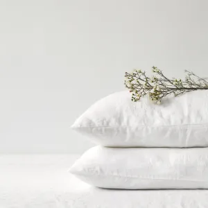 Set of Two Linen Bed Pillow Case in White