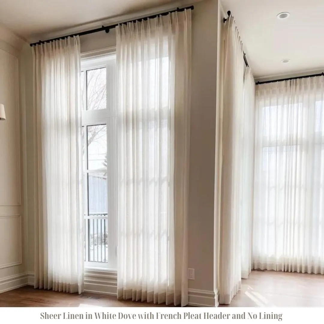 Sheer Linen Glacial Till, French Pleat, NO LINING