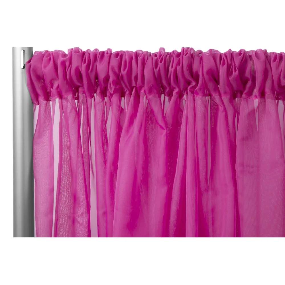 Sheer Voile Flame Retardant (FR) 10ft H x 118" W Drape/Backdrop Curtain Panel - Fuchsia
