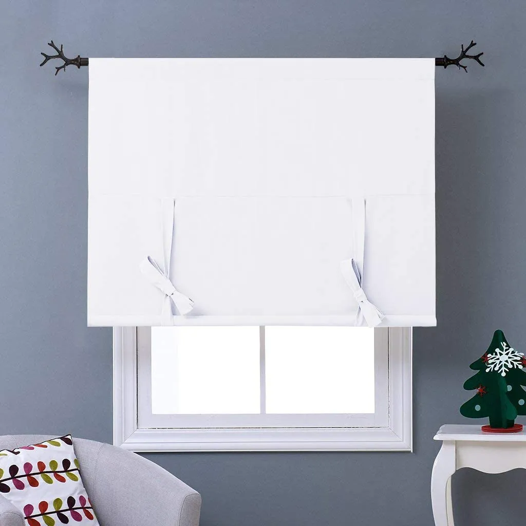 Thermal Insulated Blackout Curtain Tie Up Shade Small Window Valance Balloon Blind
