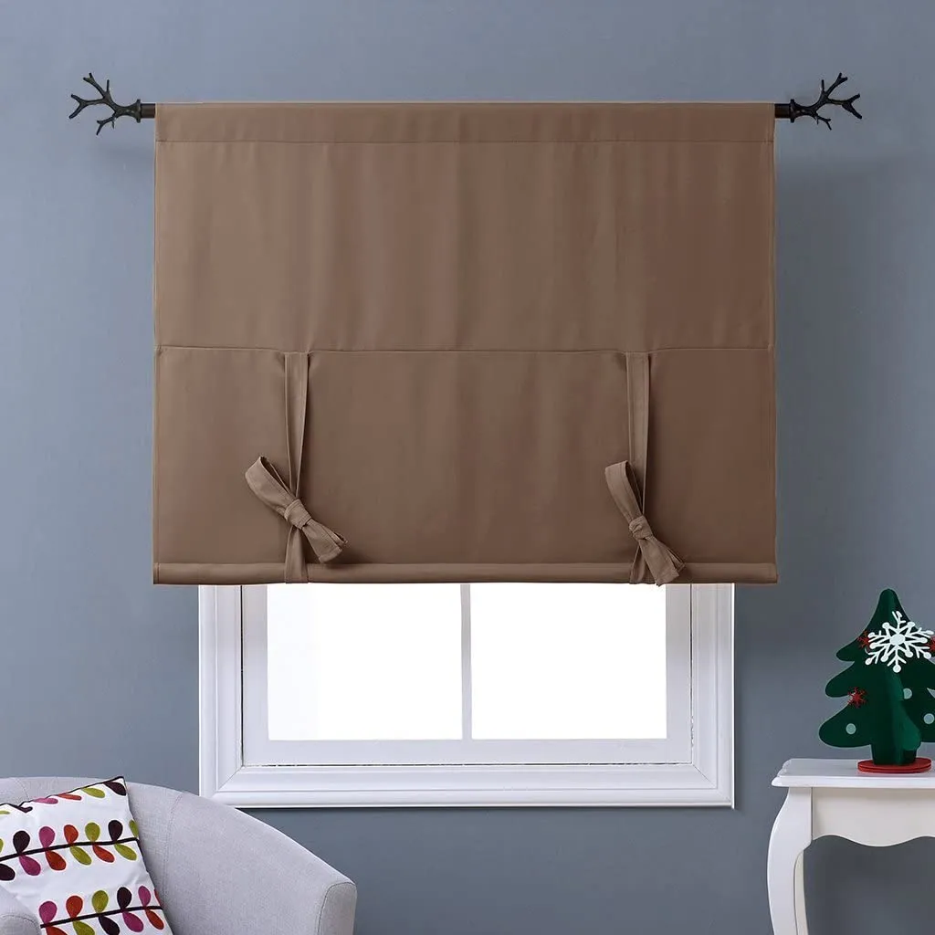 Thermal Insulated Blackout Curtain Tie Up Shade Small Window Valance Balloon Blind