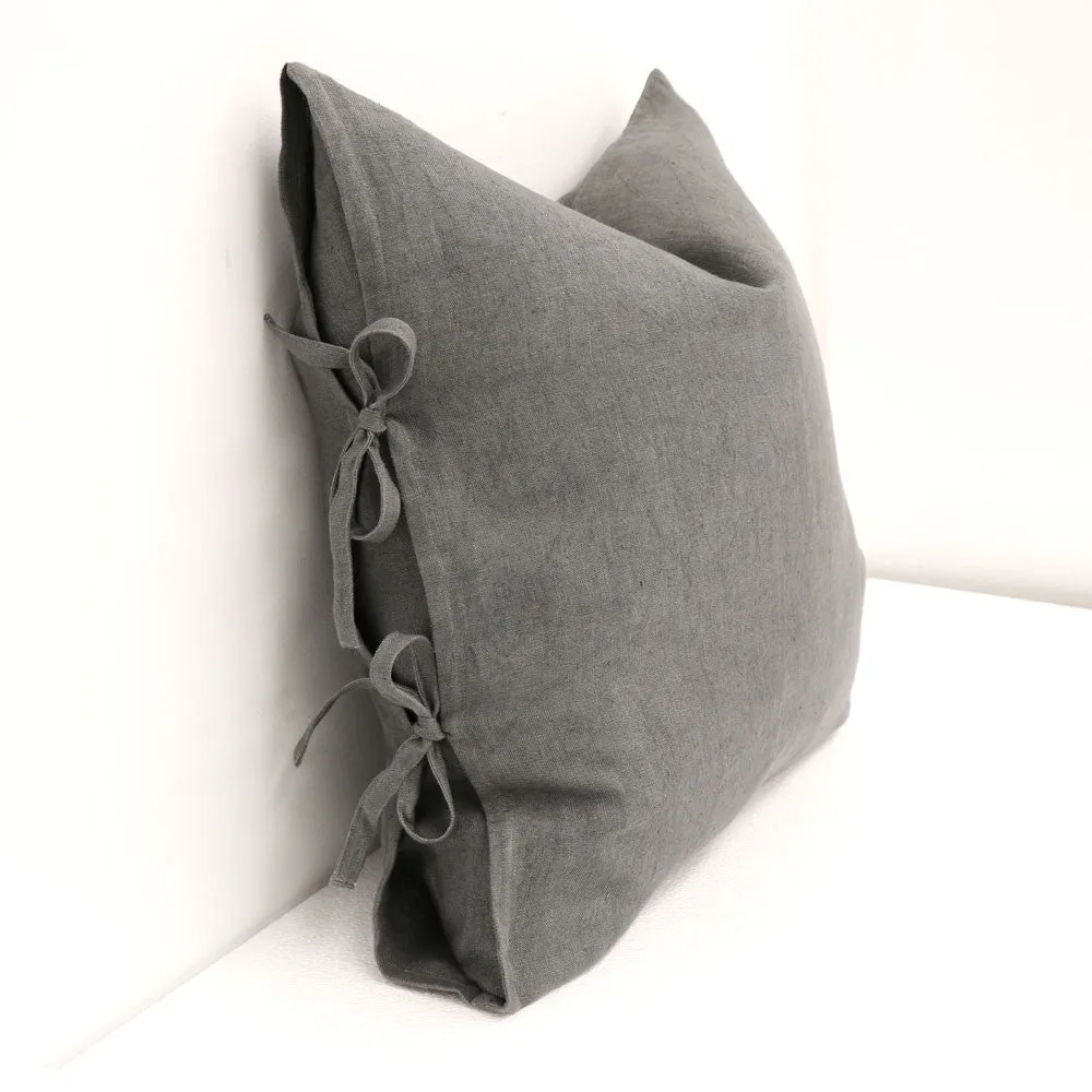 Tully Grey Luxury Bow Tied Lounge / Chair Cushion 55cm x 55cm