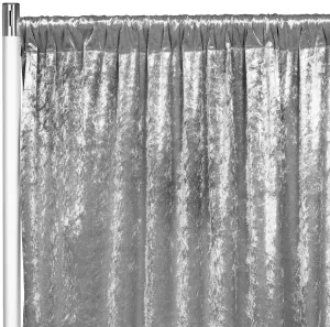 Velvet 10ft H x 52" W Drape/Backdrop Curtain Panel - Silver
