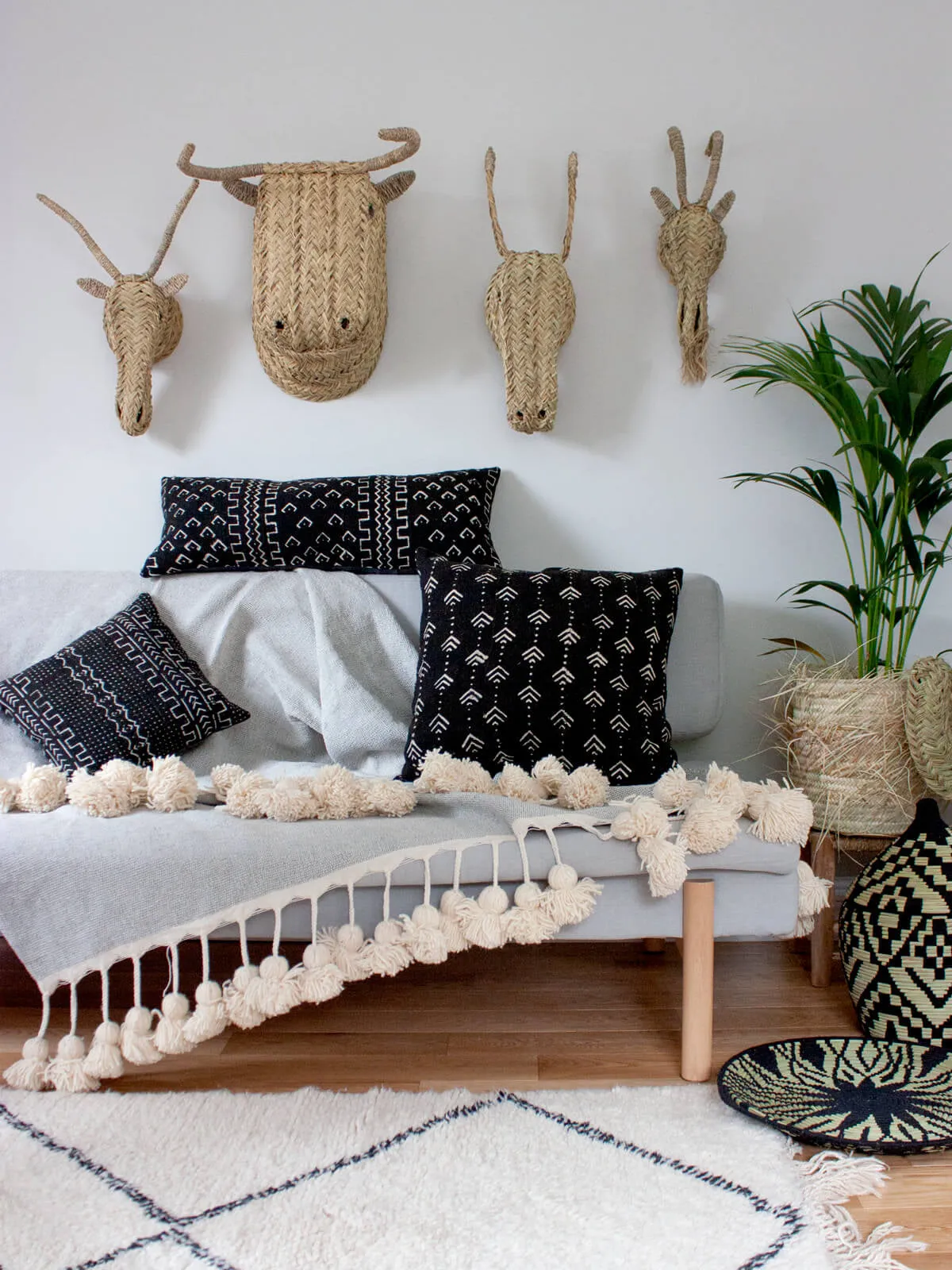 White Mudcloth Cushions