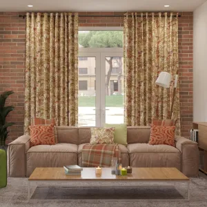 Wildflower Burnt Orange Linen Curtains